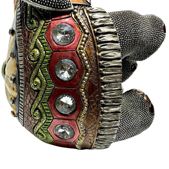 Decorative Jewel Embellished Resin Sitting Egyptian Elephant Candleholder 8" - Picture 15 of 16